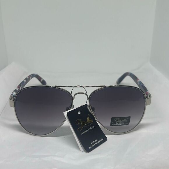 Giselle Contemporary Collection Aviator Sunglasses – UV400 Protection, Floral Ar - Picture 3 of 3